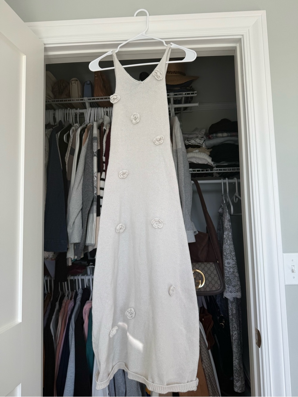 White knit flower dress